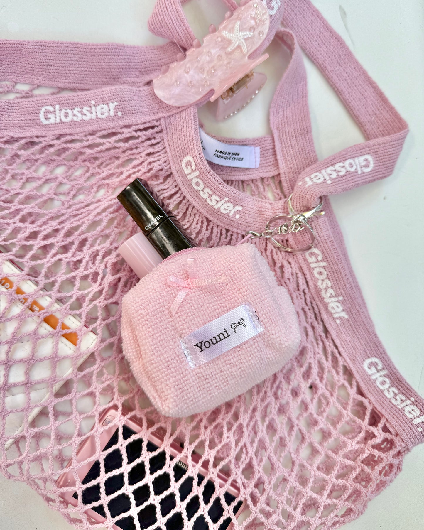 Mini pink ballerina 🩰 terry keychain pouch