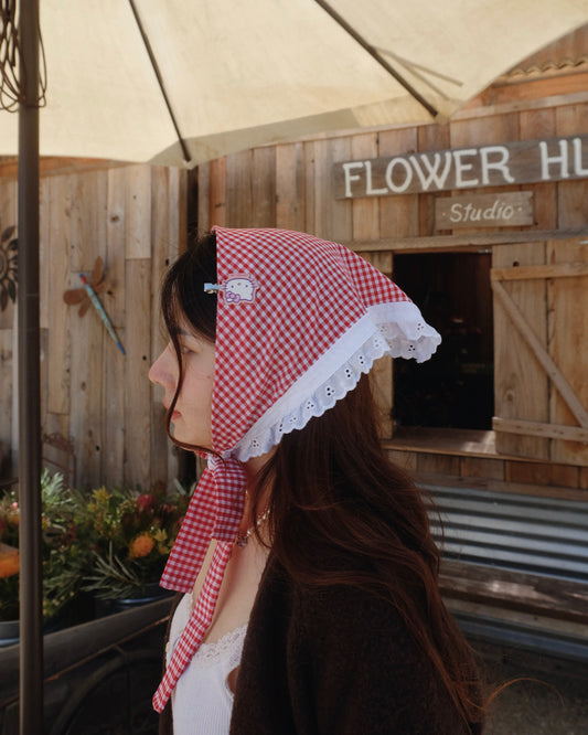 🍓Strawberry Jam Head Scarf in red gingham