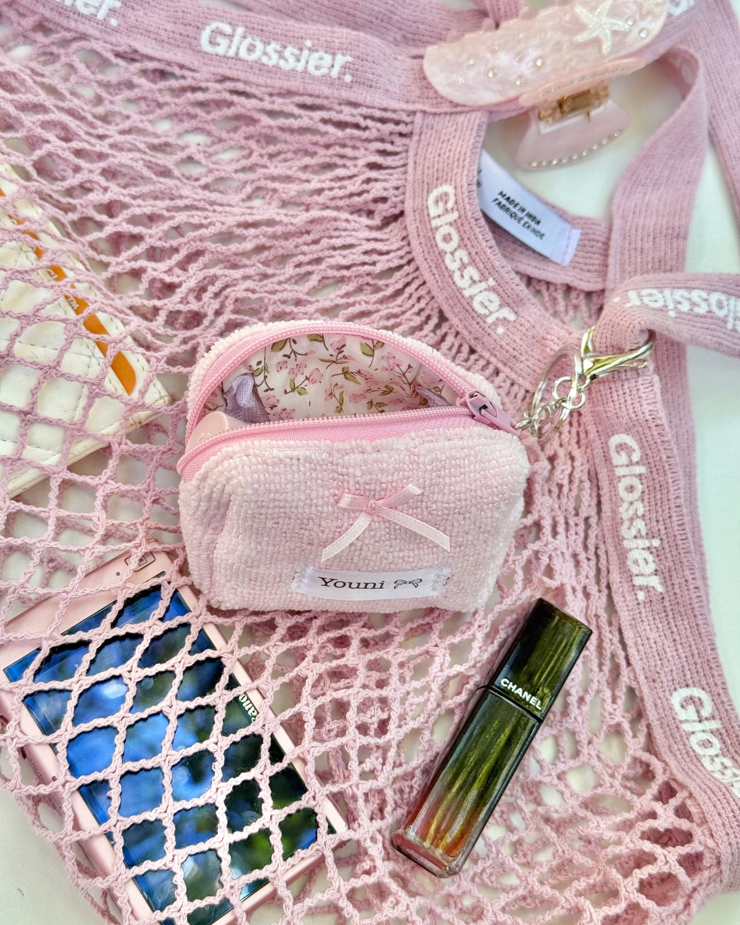 Mini pink ballerina 🩰 terry keychain pouch