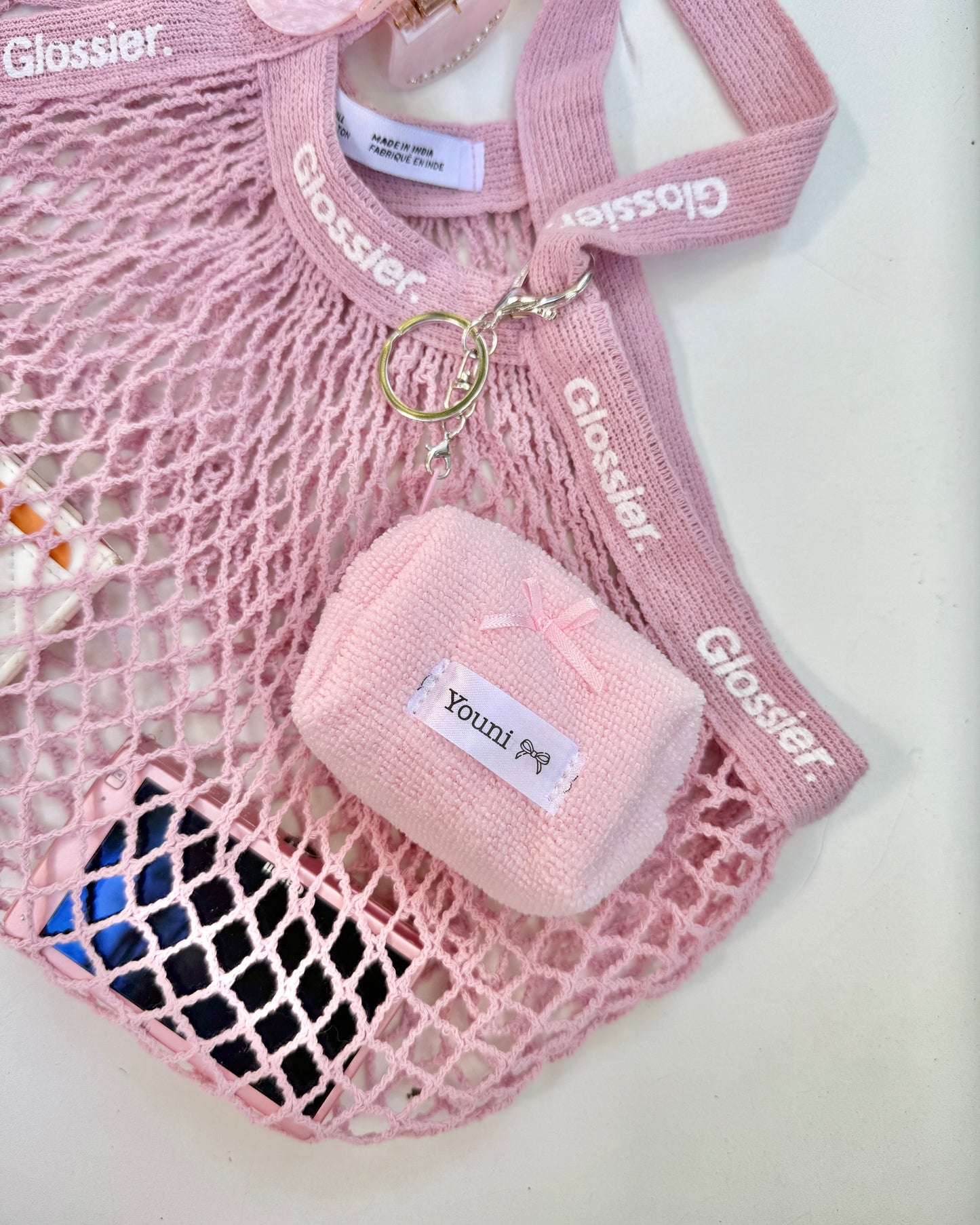 Mini pink ballerina 🩰 terry keychain pouch